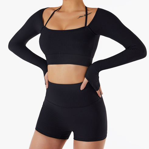 Women's Long Sleeve Sport Sweatshirts Tops with Bra Pads