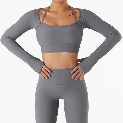 Women's Long Sleeve Sport Sweatshirts Tops with Bra Pads