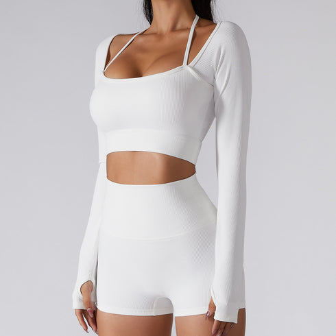 Women's Long Sleeve Sport Sweatshirts Tops with Bra Pads