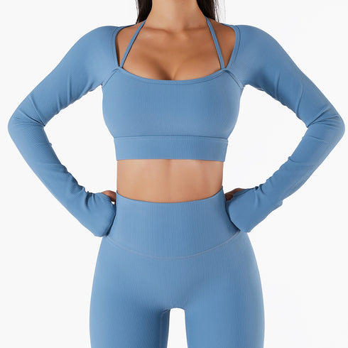 Women's Long Sleeve Sport Sweatshirts Tops with Bra Pads