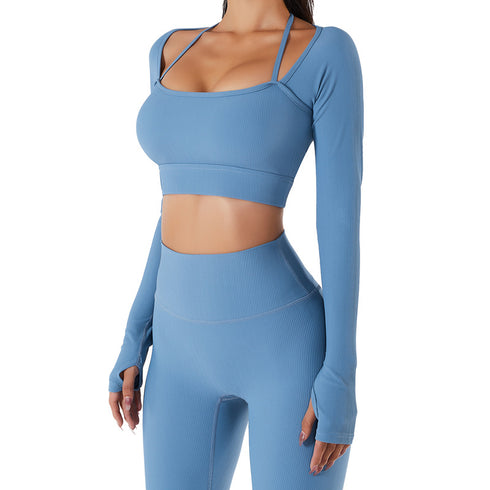 Women's Long Sleeve Sport Sweatshirts Tops with Bra Pads