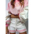 Women's Long Sleeve Sweater Shorts Two Piece Outfits