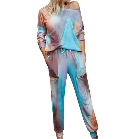 Women's Long Sleeve Tops Pant Two Piece Outfits Sleepwear