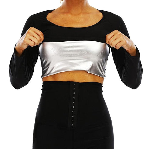 Women's Long Sleeve Workout Sweat Waist Trainer Sauna Shapewear