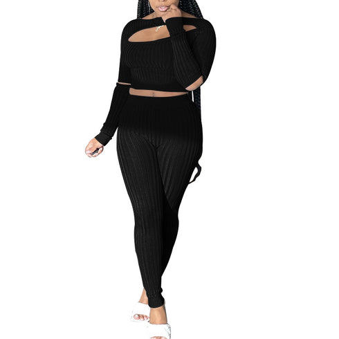 Women's Long Sleeved Tights Two Piece Outfits Pant Workout