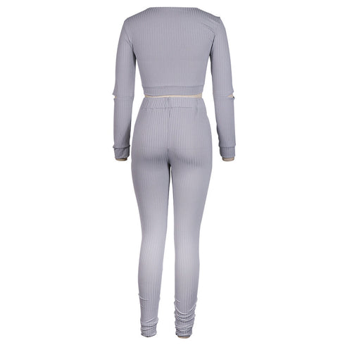 Women's Long Sleeved Tights Two Piece Outfits Pant Workout