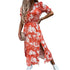 Women's Loose Flowy Swing V Neck Sexy Print Long Dress