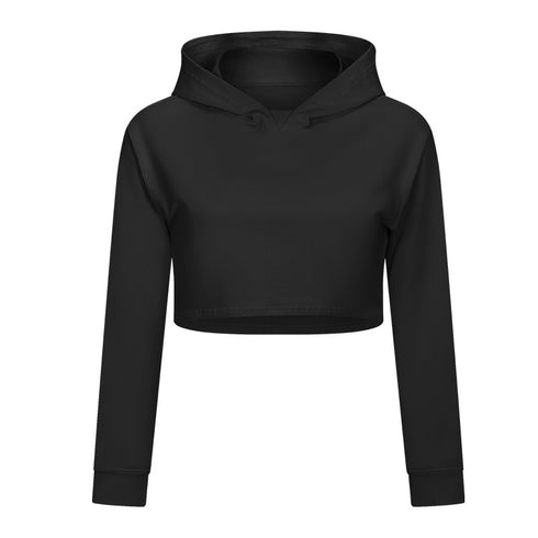 Women's Loose Hooded Long Sleeve Crop Workout Sweatshirts