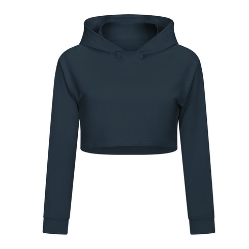Women's Loose Hooded Long Sleeve Crop Workout Sweatshirts