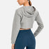 Women's Loose Hooded Long Sleeve Crop Workout Sweatshirts