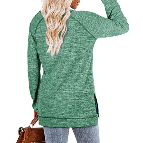 Women's Loose Long Sleeved Pure Color Sweatshirt
