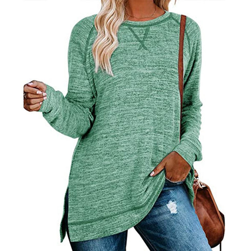 Women's Loose Long Sleeved Pure Color Sweatshirt