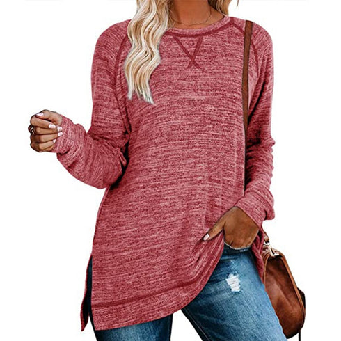 Women's Loose Long Sleeved Pure Color Sweatshirt