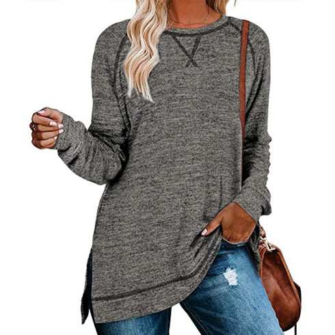Women's Loose Long Sleeved Pure Color Sweatshirt