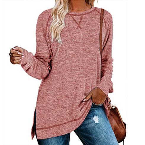 Women's Loose Long Sleeved Pure Color Sweatshirt
