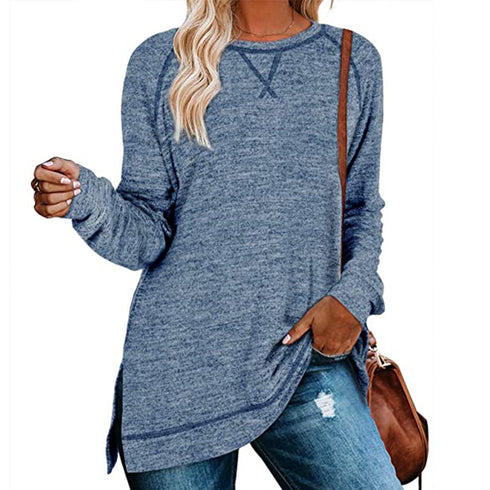 Women's Loose Long Sleeved Pure Color Sweatshirt