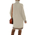 Women's Loose Simple Knitted Dress with High Neck Long Sleeves
