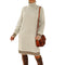 Women's Loose Simple Knitted Dress with High Neck Long Sleeves