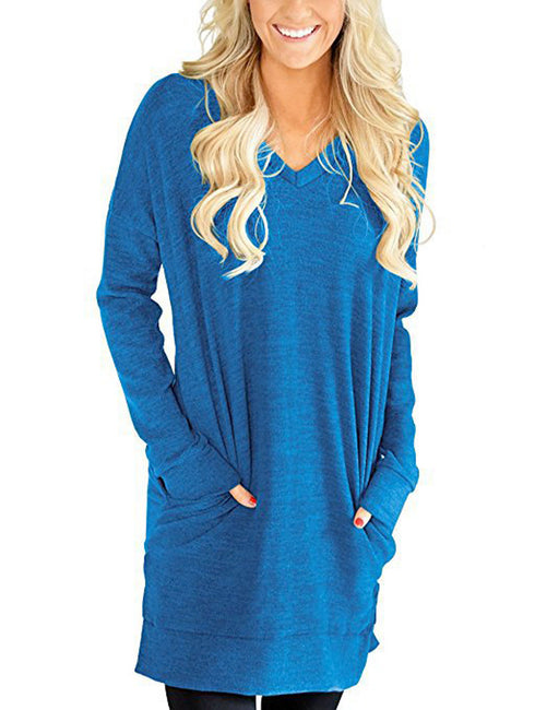 Women's Loose T-shirt Plus Size V Neck Sweatshirt