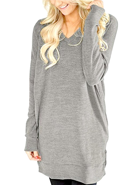 Women's Loose T-shirt Plus Size V Neck Sweatshirt