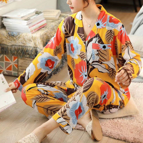 Women's Loungewear Button Tops Pant Pajama Sets