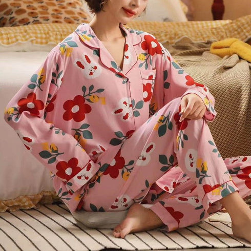 Women's Loungewear Button Tops Pant Pajama Sets