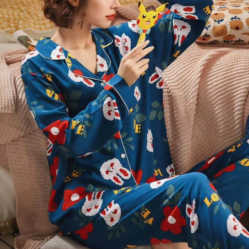 Women's Loungewear Button Tops Pant Pajama Sets