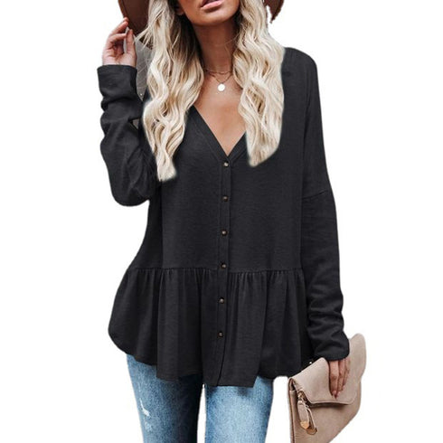 Women's Medium Length Breasted Long Sleeve Tunics