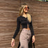 Women's Midriff Lapel Single Breasted Long Sleeve Shirt