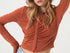 Women's Midriff Lapel Single Breasted Long Sleeve Shirt