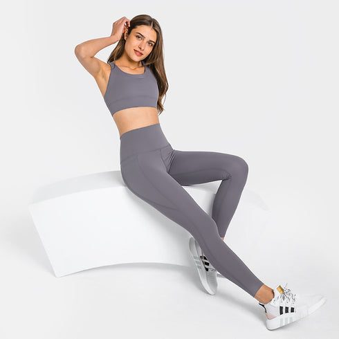 Women's Naked Feeling Butt Lifter Running Yoga Pants Pocket