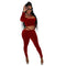 Women's Newest Sexy Pure Color Crop Tops Pants Suit