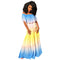 Women's Off Shoulder Rainbow Style Chiffon Loose Dresses