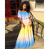 Women's Off Shoulder Rainbow Style Chiffon Loose Dresses