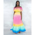 Women's Off Shoulder Rainbow Style Chiffon Loose Dresses