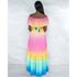 Women's Off Shoulder Rainbow Style Chiffon Loose Dresses