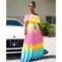 Women's Off Shoulder Rainbow Style Chiffon Loose Dresses