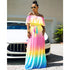 Women's Off Shoulder Rainbow Style Chiffon Loose Dresses