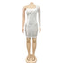 Women's One-shoulder Fluoroscopy Gauze Nightclub Dresses
