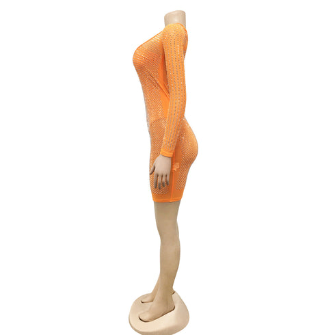 Women's One-shoulder Fluoroscopy Gauze Nightclub Dresses