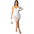 Women's One-shoulder Fluoroscopy Gauze Nightclub Dresses