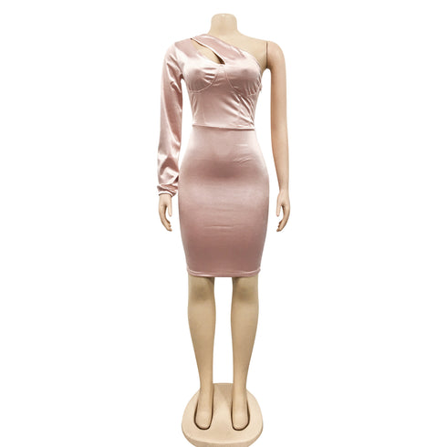 Women's One-shoulder Hollow Out Nightclub Bodycon Dresses