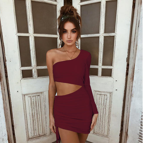 Women's One Shoulder Hollow Out Stylish Club Dresses