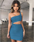 Women's One Shoulder Stylish Pleated Bodycon Dresses
