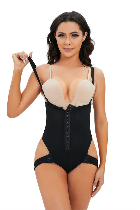 Women's Open Hips Abdomen Control Detachable Strap Plus Size Shapewear