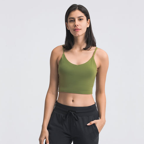 Women's Outdoor Athletic Yoga Crop Spaghetti Strap Tank
