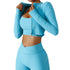 Women's Outdoor Long Sleeve Zipper Fitness Crop Tops