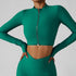Women's Outdoor Long Sleeve Zipper Fitness Crop Tops
