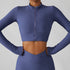 Women's Outdoor Long Sleeve Zipper Fitness Crop Tops
