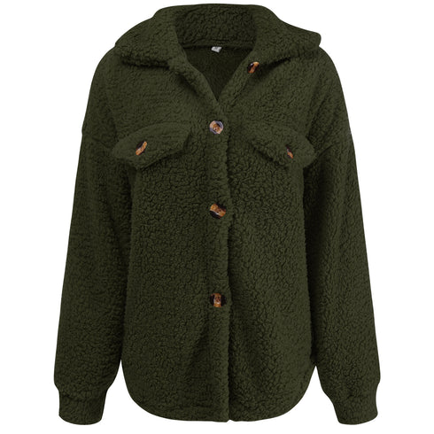 Women's Outwear Solid Color Loose Cotton-padded Coats